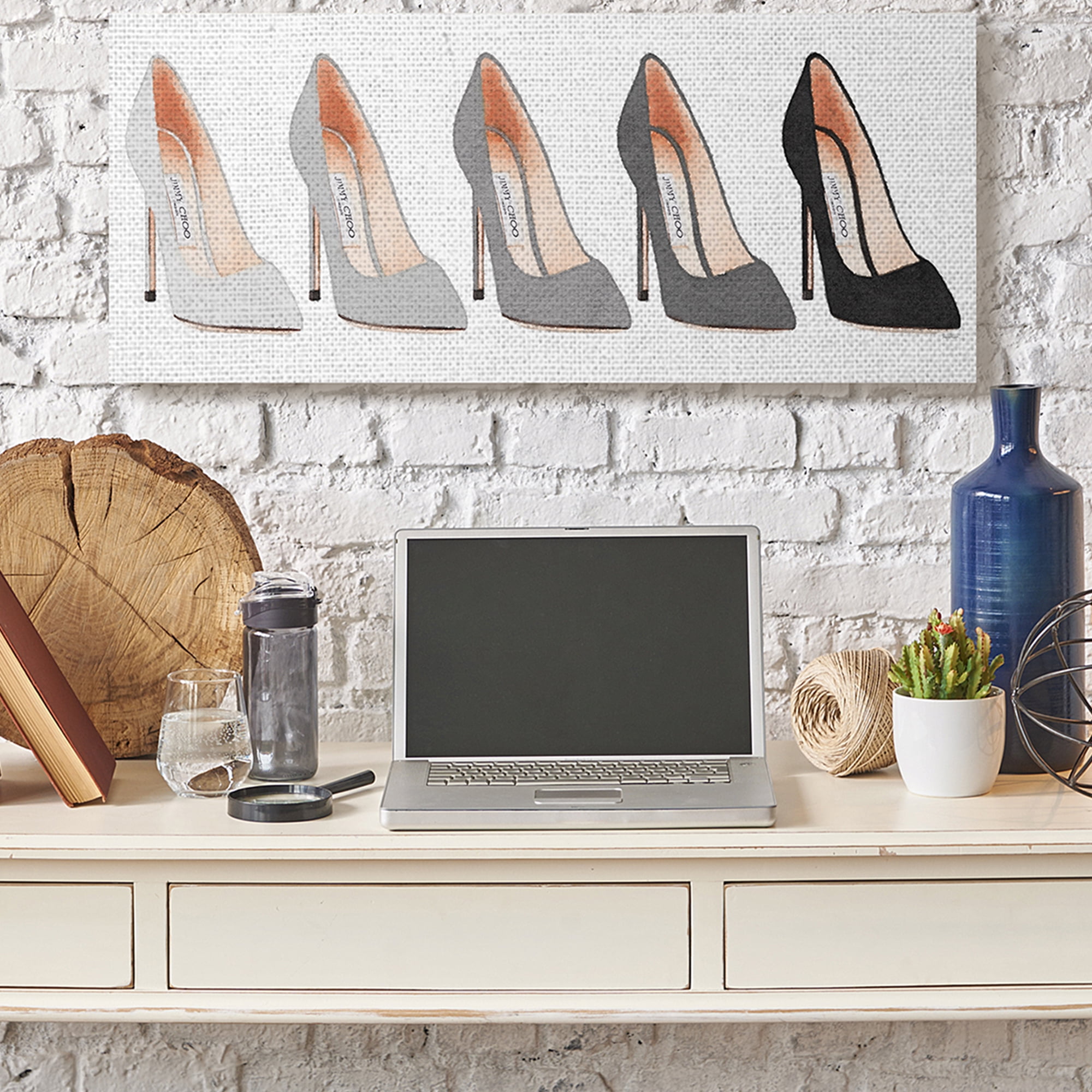 Stupell Industries Fashion Heels Glam Minimal Grey Shoes Canvas Wall Art by Amanda Greenwood