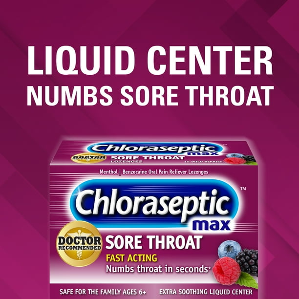 Chloraseptic Max Strength Sore Throat Relief Lozenges, Wild