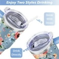 thumbnail image 5 of 40oz Pioneer Tumbler with Handle Lid and Straw,Colorful Floral Tumblers Gifts for Women Girls Men Adults（Light-blue）, 5 of 7