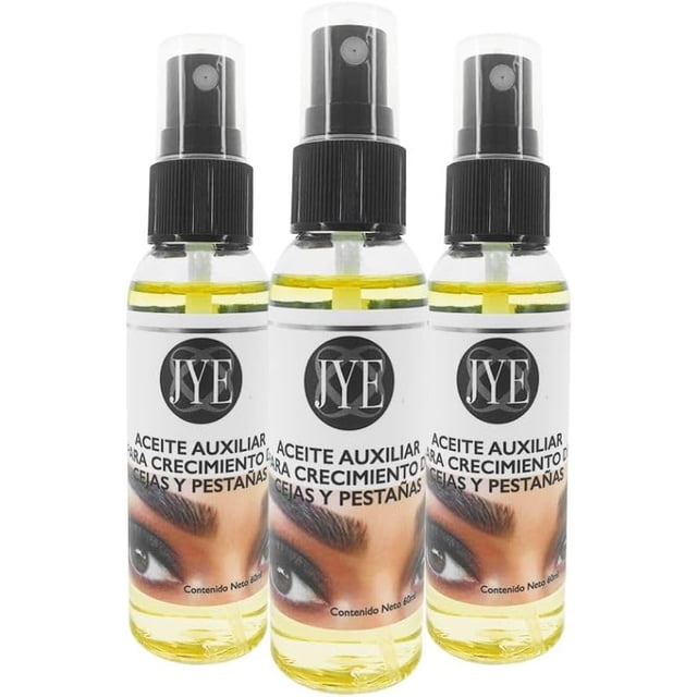 3 Botellas de Aceite auxiliar en el crecimiento de cejas y pestañas JYE Natural