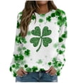 thumbnail image 1 of Plebaso Chandail en Molleton de la Saint-Patrick pour Femmes Imprimé Trèfle Col Rond Manches Longues Chandail P-5TG, 1 of 4