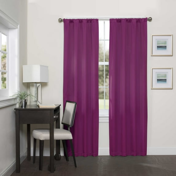 Eclipse Darrell Blackout Rod Pocket Window Curtain Panel, Boysenberry, 37x84