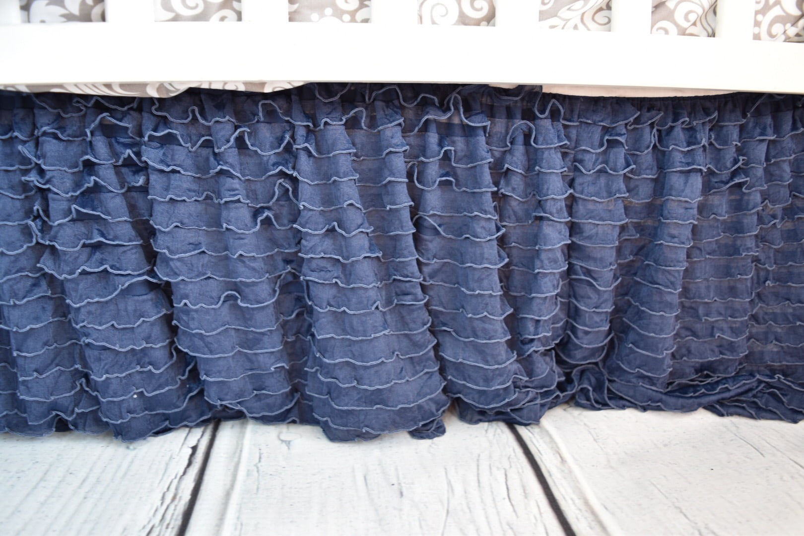navy blue crib skirt