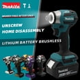 thumbnail image 5 of Makita 18V LXT Cordless Impact Driver DTD173 Brushless Electric Drill Driver Wood/Bolt/Rack/T2-Mode Dual LED Light 180 N m ,Bare Tool -  Red, 5 of 22