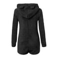 thumbnail image 5 of GPOECD Combinaison à Capuche pour Femmes Couleur Unie Manches Longues Décontractée avec Poches Pyjama Confortable Noir,TTTTG, 5 of 5