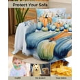 thumbnail image 4 of Thanksgiving Orange Pumpkins Sofa Covers for 3 Cushion,Washable Couch Cover for Sectional Sofa Slipcovers with Tassel,Watercolor Blue Country Leaves Loveseat Covers Futon Cover Throw Blanket 71x118, 4 of 8