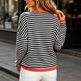 thumbnail image 6 of Qiggri Womens Oversized Striped Long Sleeve Shirts Casual Trendy Crew Neck Cotton Tops Drop Shoulder Loose Fit T Shirts Comfortable Fashion Y2K Clothes XXL, 6 of 6