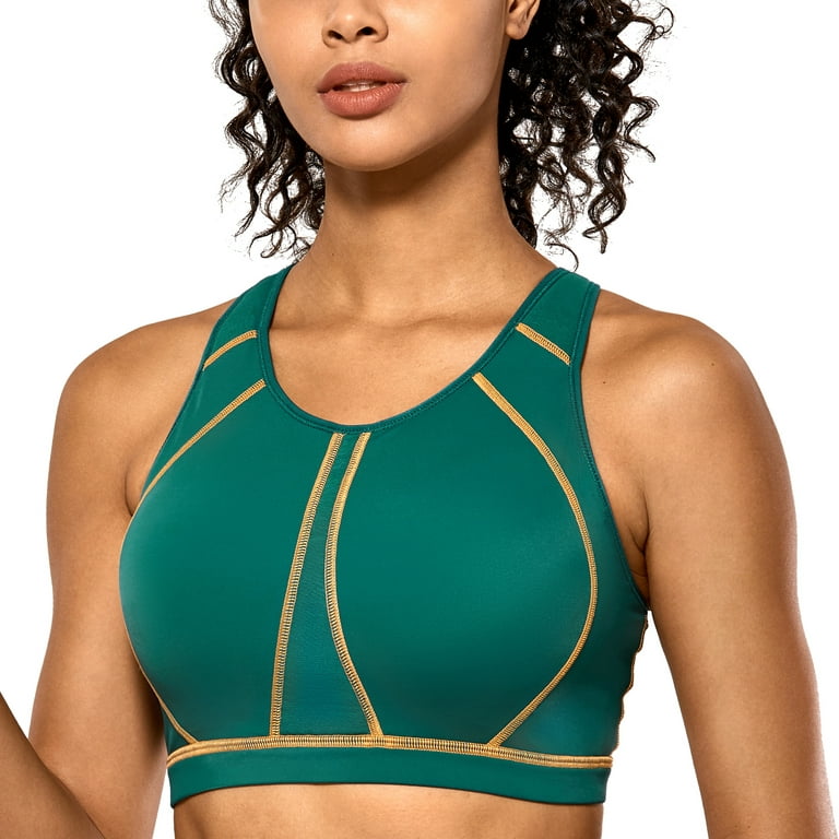 SYROKAN Women's High Impact Support Full Cup Gym Racerback Sports Bra Crop  Top