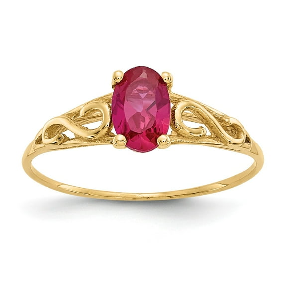 14K Yellow Gold Ring Band Fashion Ruby, Lab Created Red