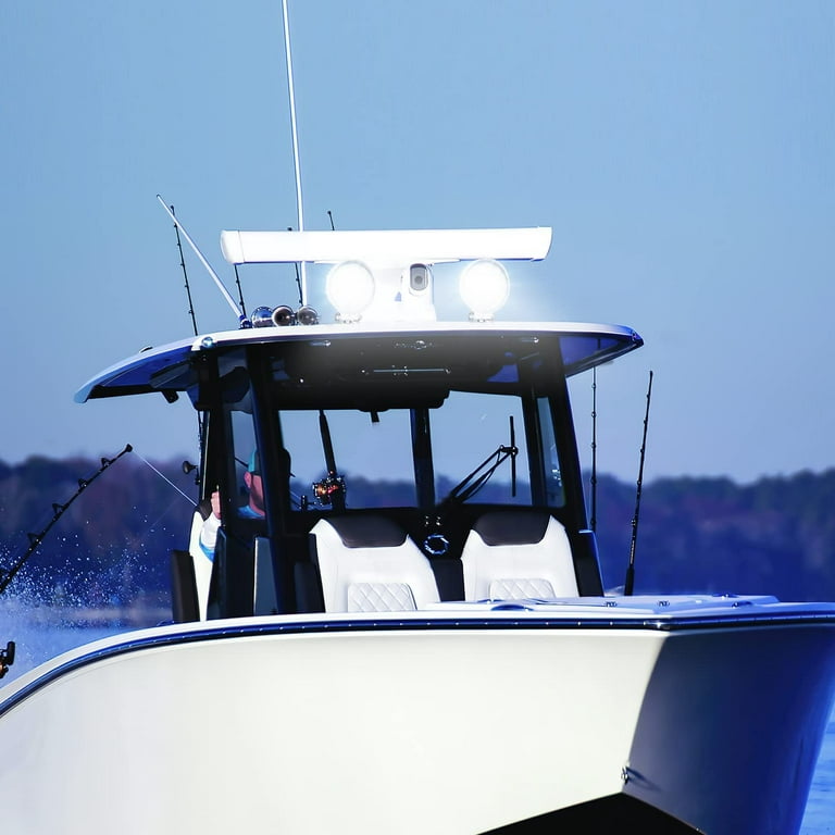 Nilight Marine LED Pods 2pcs 45inch 42W 4200lm White Round Light Flood Beam Ponton Boat Deck Dock Lights for Night Fishing T-Top