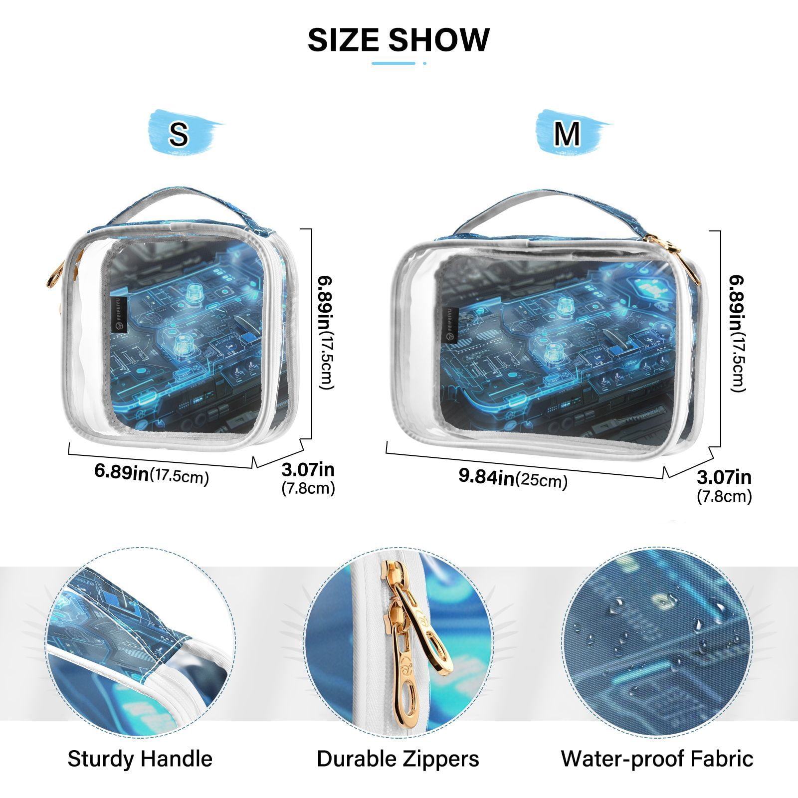 Clear Makeup Bags with Handle Large Opening 2 Pack Set Toiletry Bag Quart Size Bag, for Women Man Traveling Travel Essentials, Toiletries and Other. Game Capture