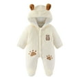 thumbnail image 2 of fnnxnal White Kids Girl Bear Onesie - Warm Footed Kids Jumpsuit with Plush Ears, Front Zipper & Quilted Lining, Fall/Winter Wear for 0-12M Daily/Photo Use,Size 3 Months, 2 of 5