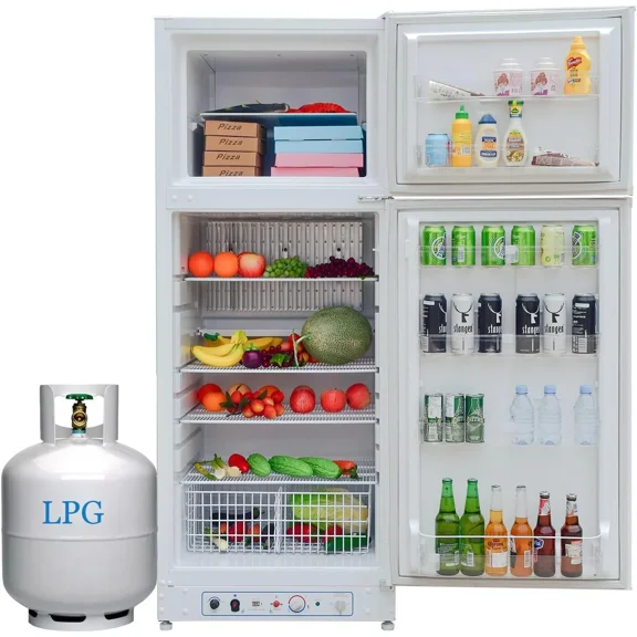Smeta Top Freezer Propane Refrigerator 13.4 Cu ft Powered 110V/LPG Garage RV Cottages Use OffGrid
