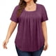 thumbnail image 1 of Tops de Talla Grande para Mujer, Corta, Cuello Cuadrado, Túnica Holgada de Verano para Leggings. Vino Tinto XXL, 1 of 7