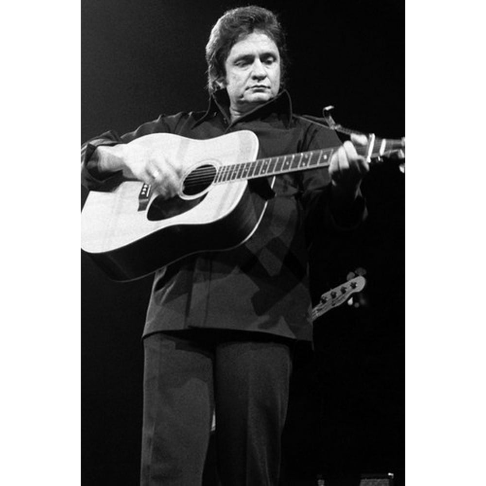 Johnny Cash iconic in concert playing guitar Royal Albert Hall London
