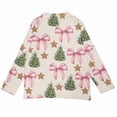 thumbnail image 4 of Plus Size Women's Christmas Santa & Tree Embroidered Cardigan Long Sleeve Round Neck Button Down Knit Sweater For Holiday Season, 4 of 6