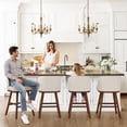 thumbnail image 4 of Carolayne 26" Bar Stool Set of 3 with Upholstered Back, for Home Kitchen, Linen Beige, 4 of 7