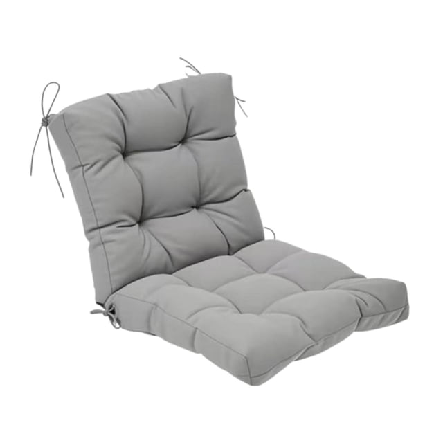 Cojín para silla mecedora con respaldo y lazos, color sólido, antideslizante, de poliéster, para sillón reclinable, cocina, interior gris