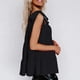 thumbnail image 2 of Camiseta sin mangas para mujer, con un solo hombro, dobladillo con volantes, tipo suelto, Top informal de verano, negro L, 2 of 7