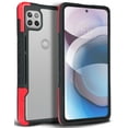 thumbnail image 1 of Nakedcellphone Acrylic Hybrid Series Compatible with Motorola One 5G Ace Case - [Black/Red] Clear Back Panel, TPU Rubber Trim, Anti-Shock Phone Cover for XT2113, 1 of 7