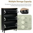 thumbnail image 3 of Euroco Narrow Shoe Cabinet with 3 Flip Drawers, Wood Entryway Organizer with 3 Hooks, Free Standing Shoe Rack with Adjustable Shelves for Hallway, Black, 3 of 8