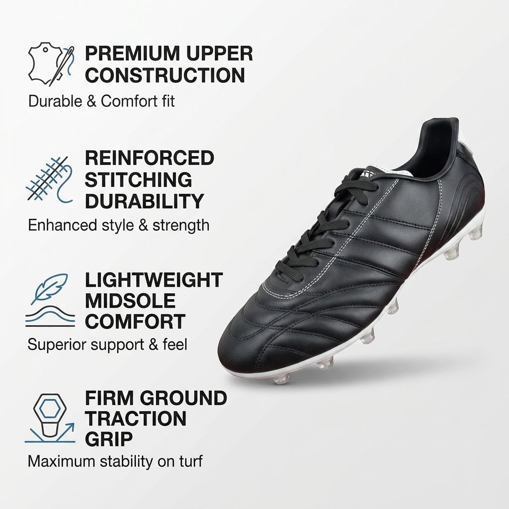 Vizari Classico FG Soccer Cleats for Boys & Girls – Youth Leather Firm Ground Athletic Shoes | Superior Traction & Lightweight Support