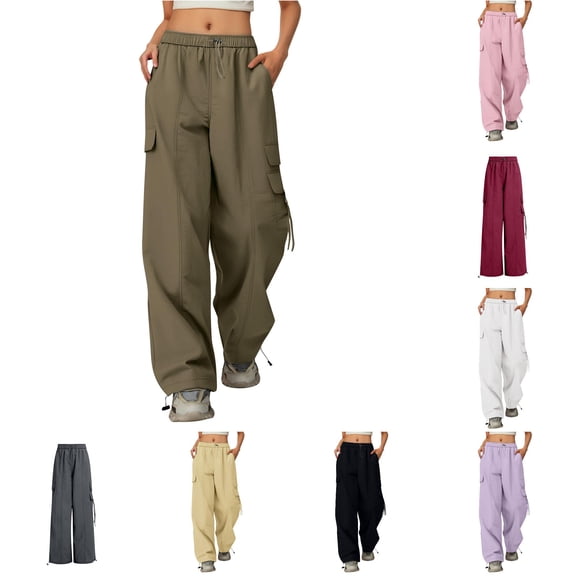 WERYOUNG Cargo Pants For Girls Casual High Waisted Drawstring Loose Fit Pants Trousers Girls Jogger Pants For Back To School Soft Bottom 15-16 Years