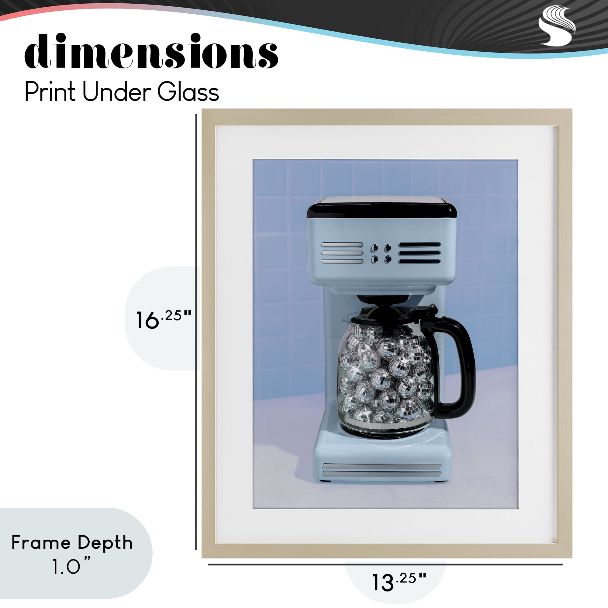 Stupell Industries Disco Coffee Maker over Blue Birch Framed Print Under Glass, design by LISH Creative