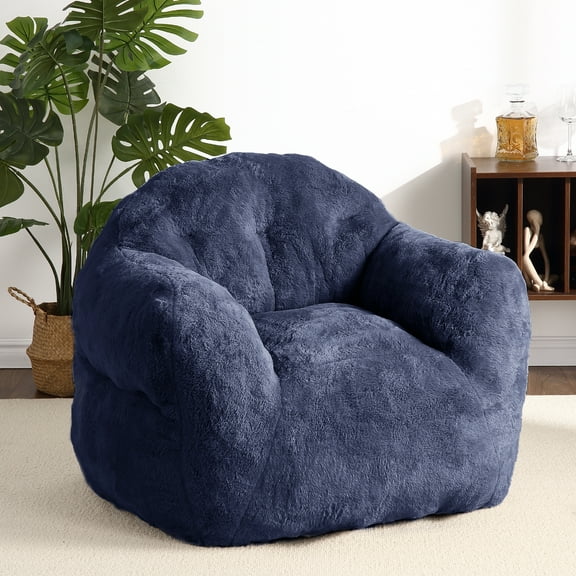 JoanKaren Giant Bean Bag Chair,51" Large Beanbag Chair Sofa with Filler Included, for Kids&Teens&Adult,High-Density Foam Filled Stuffed Floor Sofa with Armrests,Navy Blue