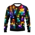 thumbnail image 1 of VBARHMQRT Chandail en Molleton Bleu pour Hommes Automne et Hiver Imprimé 3D Noël Pull Rayé Col Rond Père Noël, 1 of 3
