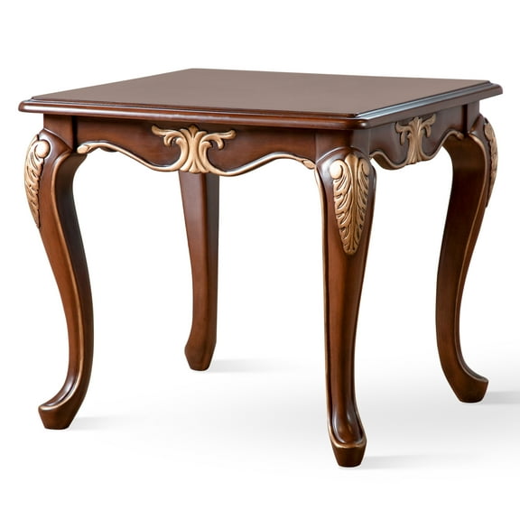 Furniture of America Garien Traditional Solid Wood End Table, Cherry
