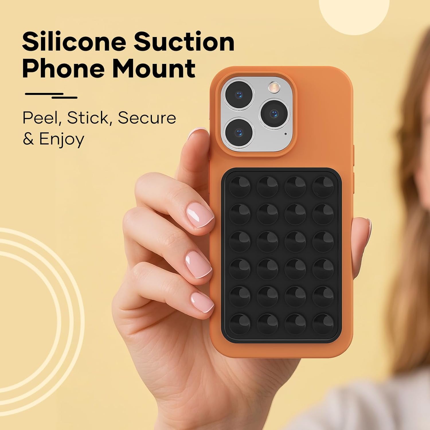 MKEUDQ-Silicone Phone Sticky Grip, Suction Phone Case Mount for iPhone and Android, Hands-Free Sticky Cell Phone Grip, Mobile Fidget Mirror Holder for Selfies and Videos