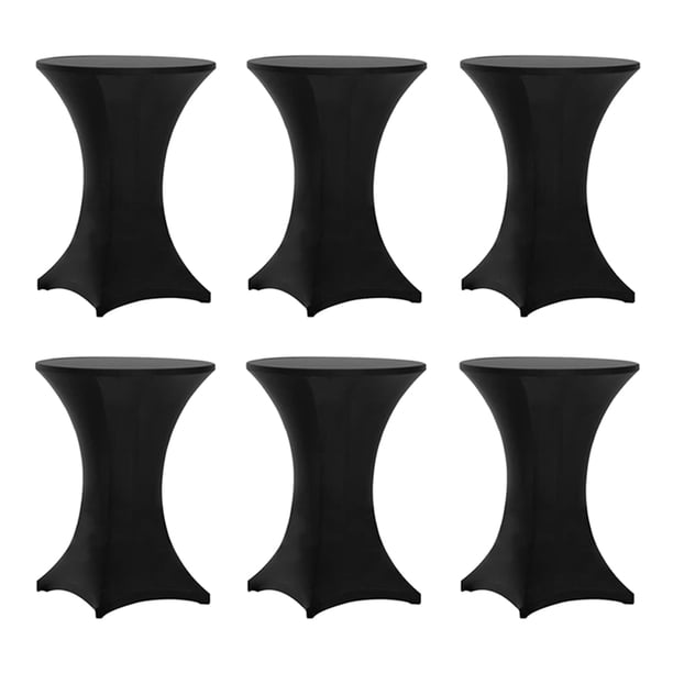 Manteles de mesa de cóctel Tina's Highboy de spandex, 30 x 42 cm, color negro, paquete de 6