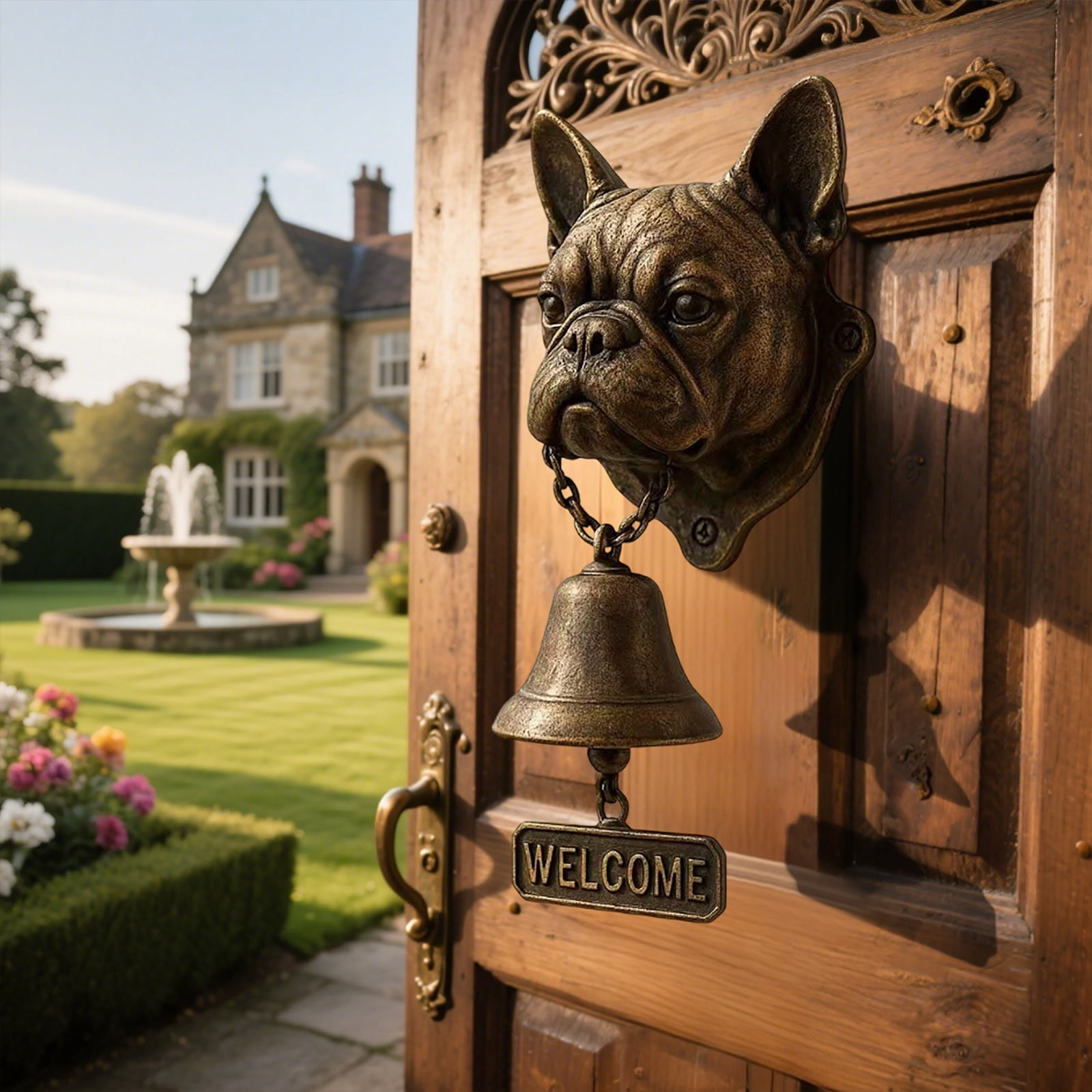 Welcome Dinner Bell Iron Doorbell - Retro Style Outdoor Hanging Bell for Farmhouse Porch Decoration Vintage Decor - A