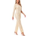 thumbnail image 4 of INSPIRAR CHIC Mono de lentejuelas para mujer de un solo hombro, transparente, de piernas anchas, traje de fiesta L dorado, 4 of 5
