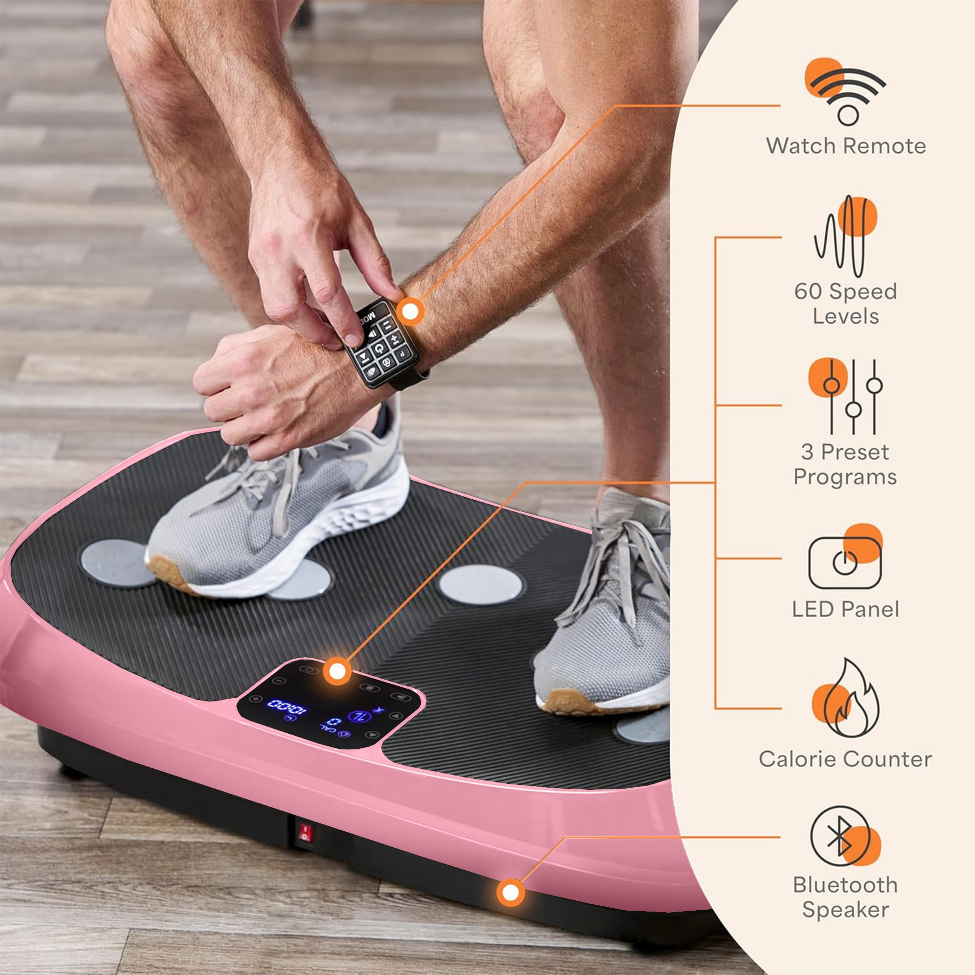 Lifepro Rumblex 4D Vibration Plate Exercise Machine – Triple Motor Whole Body Vibrating Platform for Weight Loss, Recovery & Fitness – Advanced 4D Vibration Plate Machine for Home Gym Workouts - Pink