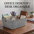 thumbnail image 4 of Plastic Rattan Storage Box Basket Organizer for Bathroom, Large, Gray Pack of 6, 4 of 7