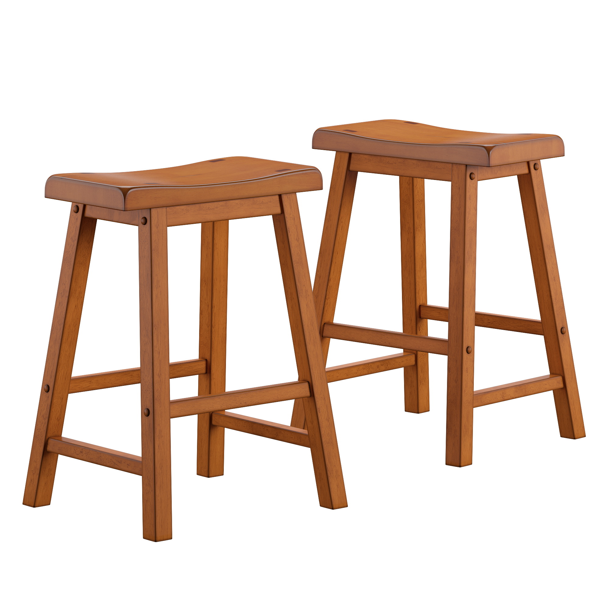 Weston Home Ashby 23 inch Backless Bar Stools, Set of 2, Honey Oak Finish