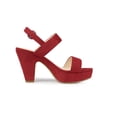 thumbnail image 3 of BLISSFUL STEP Mother's Day Women's Platform Heels Chunky Heel Slingback Open Toe Sandals Red 10, 3 of 7
