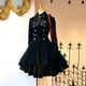 thumbnail image 4 of Vestido Lolita gótico vintage 2022 con volantes, lazo, botones, cordones, largo hasta la rodilla, manga larga, dulce, disfraz de cosplay, 4 of 5