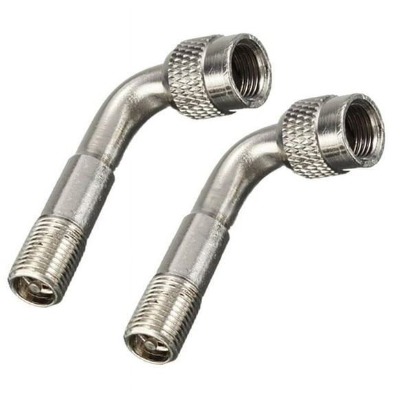 2x Bent Valve Stem Extension Angle 90-Degree Silver Tire Wheel Car/Motorcycle/RV