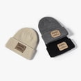 thumbnail image 3 of Hats for Women/Men Autumn And Winter Knitted Hat Letter Patch Warm Acrylic Beanie Cold Hat Men's Outdoor Wool Hat, 3 of 5