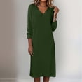 thumbnail image 2 of Lopecy-Sta Dresses for Women V-Neck Midi Shift Dress for Fall Loose Waist Casual Daily Wear, 2 of 7