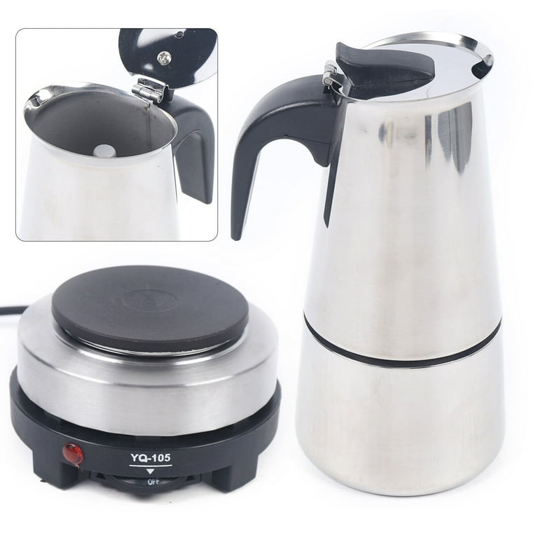 Miumaeov 6-Cup 300ml Electric Espresso Coffee Maker Stainless Steel Moka  Pot Coffee Percolators with Electric Stove 110V 