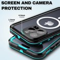 thumbnail image 6 of JiaheCover iPhone 15 Pro Case,IP68 Waterproof Shockproof Built-in Screen Portector Full Body Magnetic Mag Safe Case Hybrid PC Transparent Back Cover for iPhone 15 Pro, Teal, 6 of 9