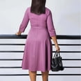 thumbnail image 4 of MORTTIC Women's Elegant Criss Cross V-Neck A-Line Dress with Waist Belt Ruched Hem Office Casual Chic Purple XL, 4 of 10