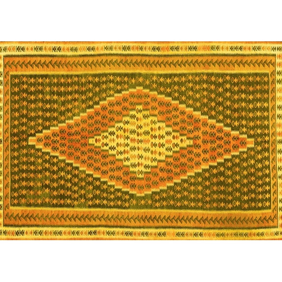 Ahgly Company Indoor Rectangle Abstract Yellow Contemporary Area Rugs, 8' x 10'