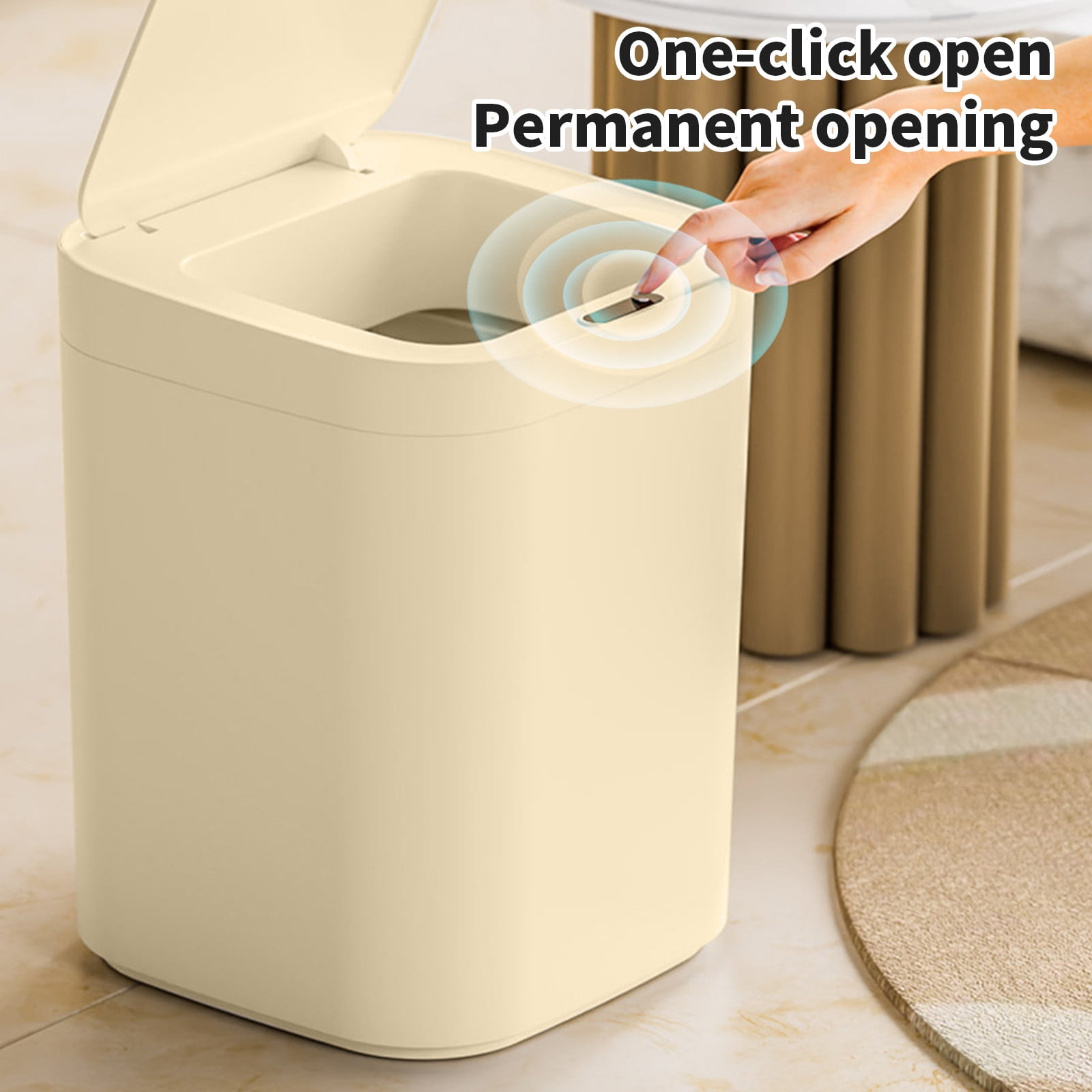 Hvmvliv Automatic Trash Can Smart Trash Can Kitchen Bathroom Touchless Trash Can Sensor Garbage Can With Lid Trash Bin For Bedroom, Office Beige