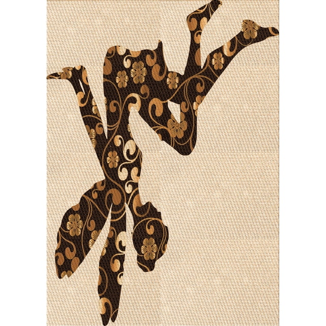 Ahgly Company Tapis d'Intérieur Rectangulaire Transitionnel Brun Pâle Lavable à la Machine, 8 Pieds x 12 Pieds