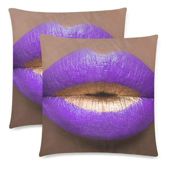 BOSDECO Regal Lips Pillow Covers Pillow Cases Two Sides Printing 18x18 inches ,Set of 2